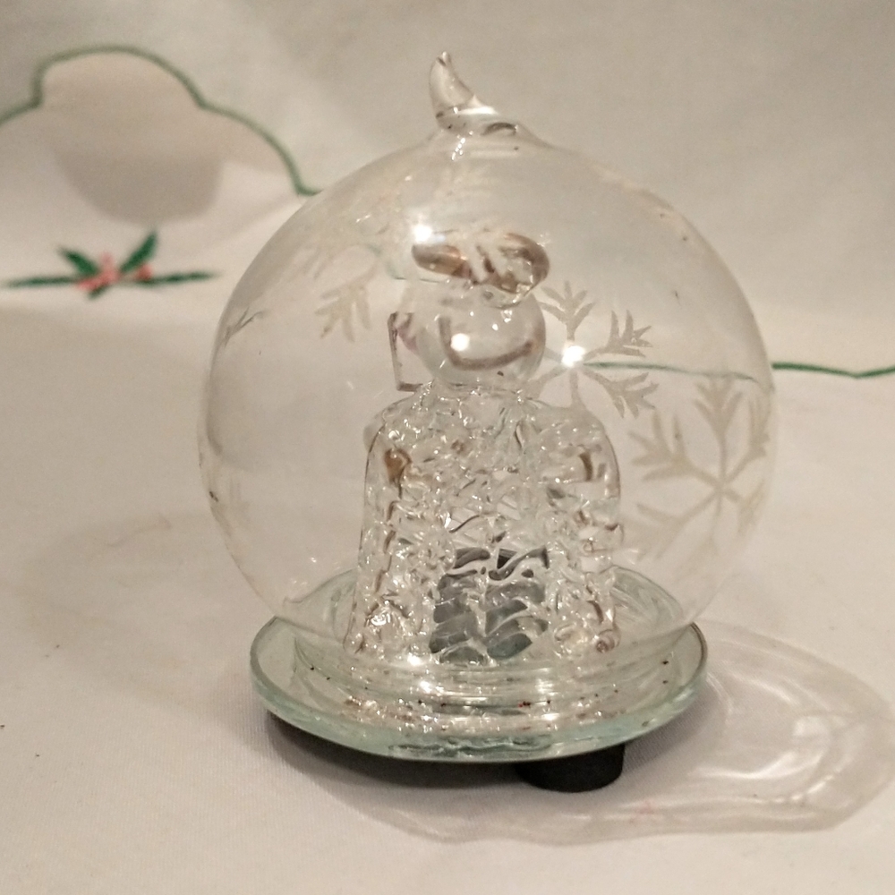 Crystal Angel in Hand Blown Glass Ball - Vintage